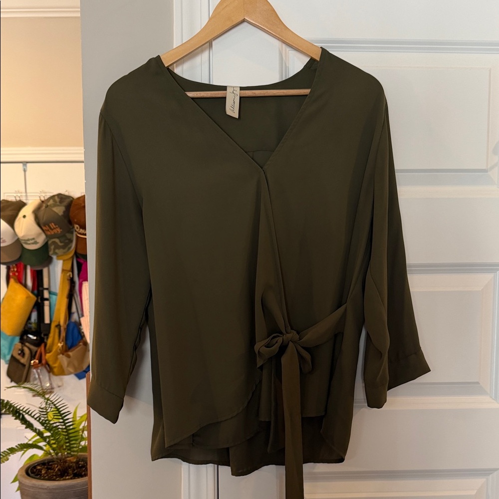 Allison Joy Deep Green Wrap Blouse